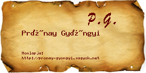 Prónay Gyöngyi névjegykártya